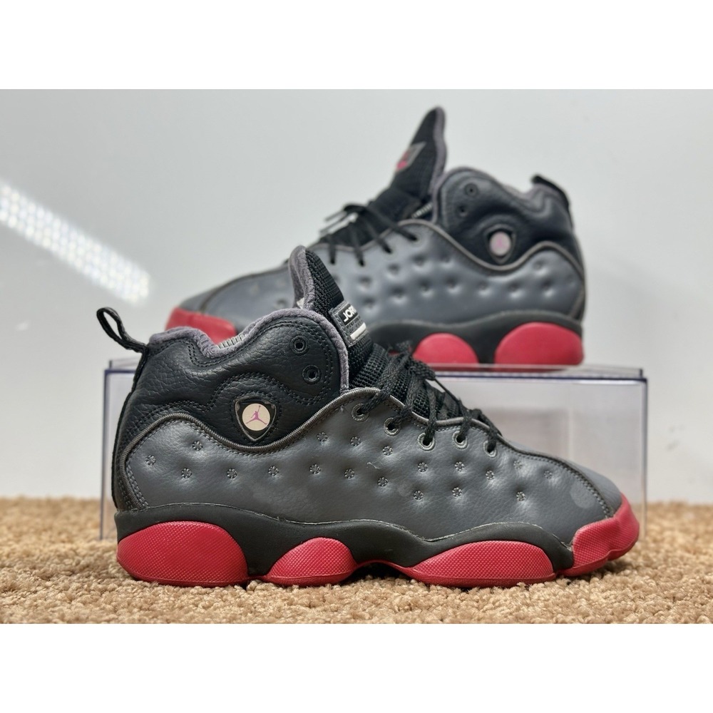 Nike Boys Air Jordan Jumpman Team 2 820276-009 Gray Black Basketball Shoes 6Y